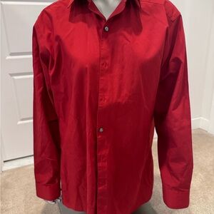 Mens Long Sleeve JF J.Ferrar Slim Fit Dress Shirt Rd Sz M medium 15-15.5 32-33